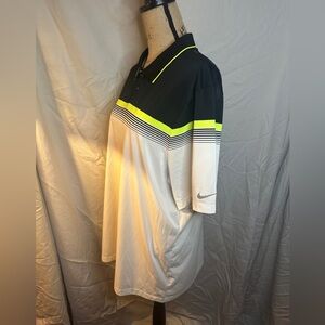 Nike Black and Neon Color-Blocked Polo Shirt
